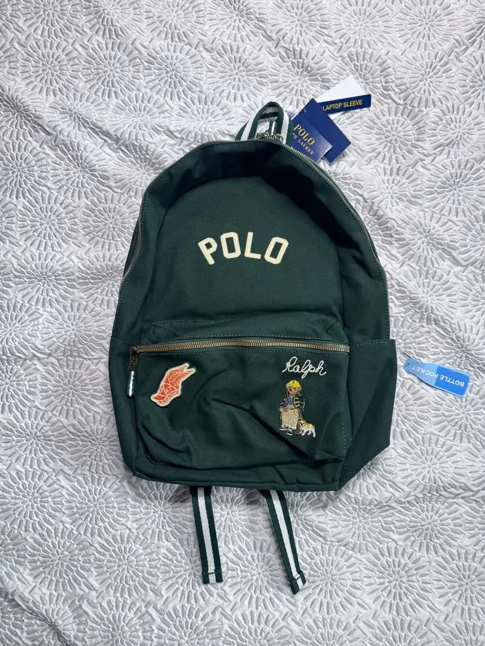 Polo Ralph Lauren Dark Green Varsity Polo Bear Backpack Adult / Kids New